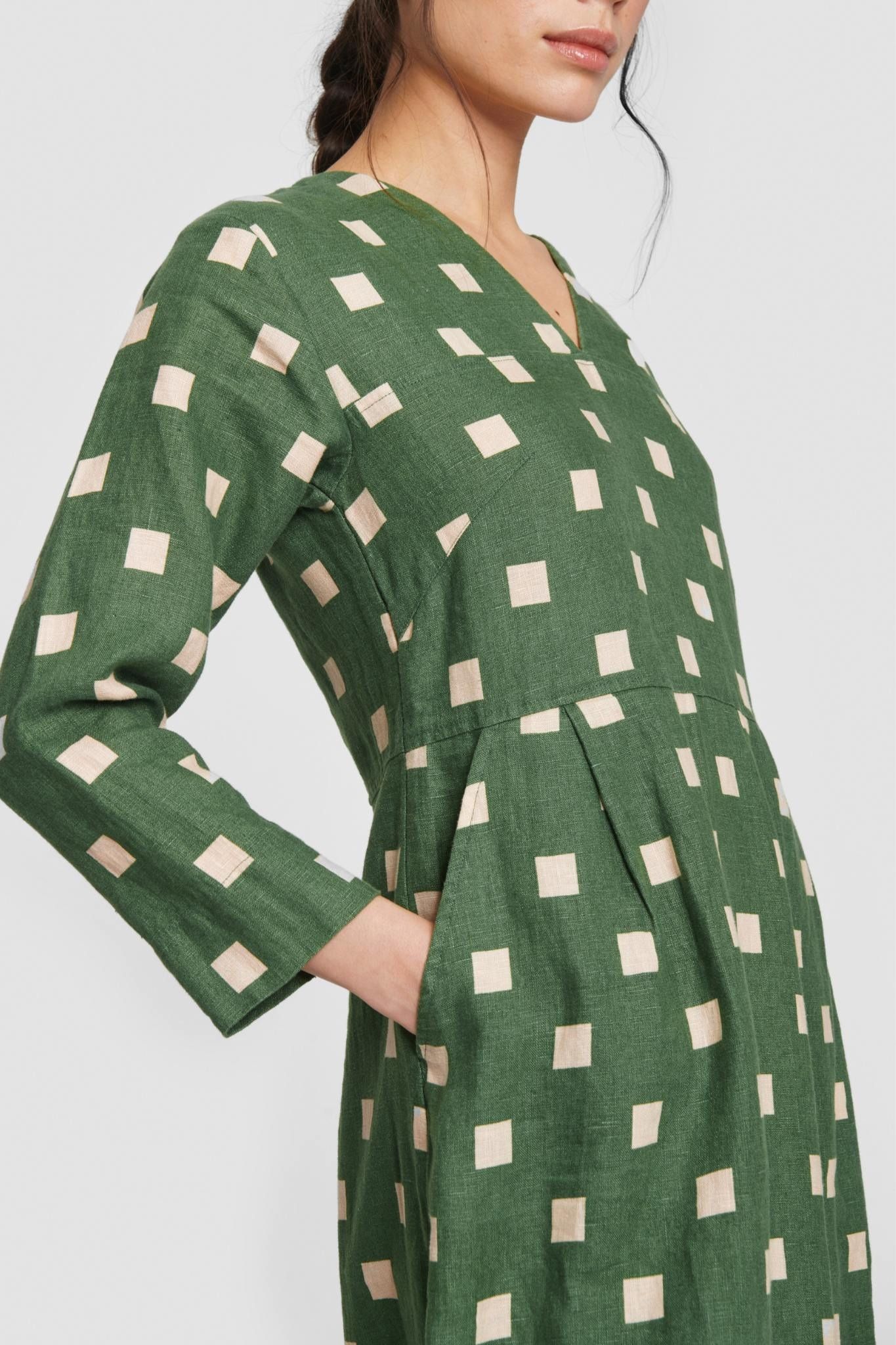 Checkpoint linen dress