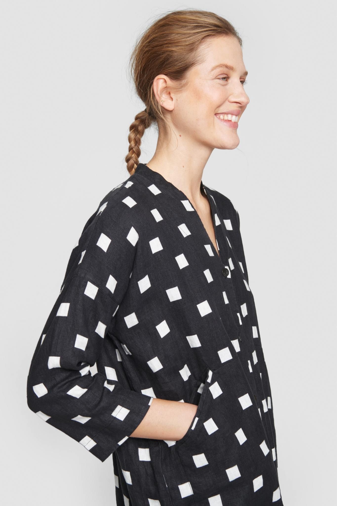 Checkpoint linen shirt dress