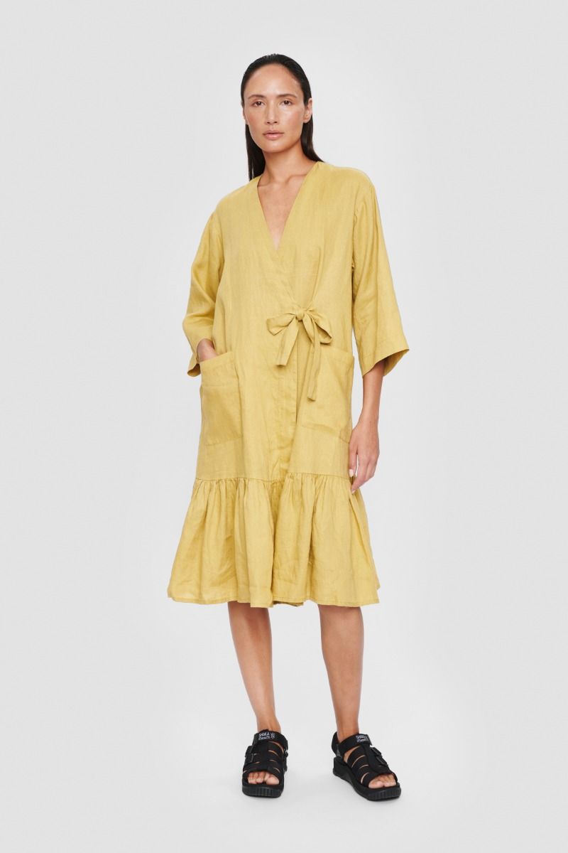 Airy linen wrap dress