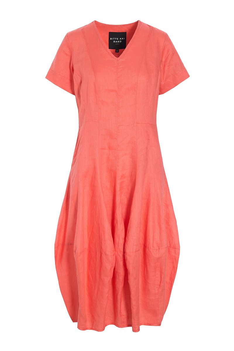 Airy linen dress with V-neck