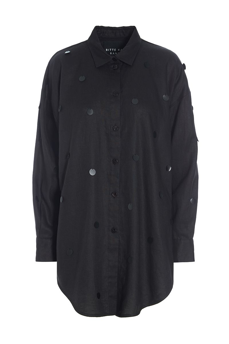 Airy linen sequins shirt