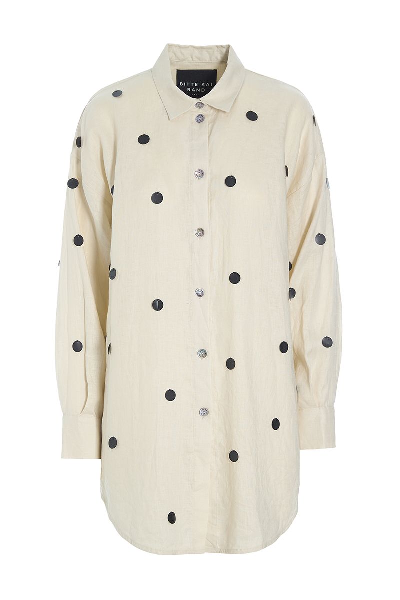 Airy linen sequins shirt