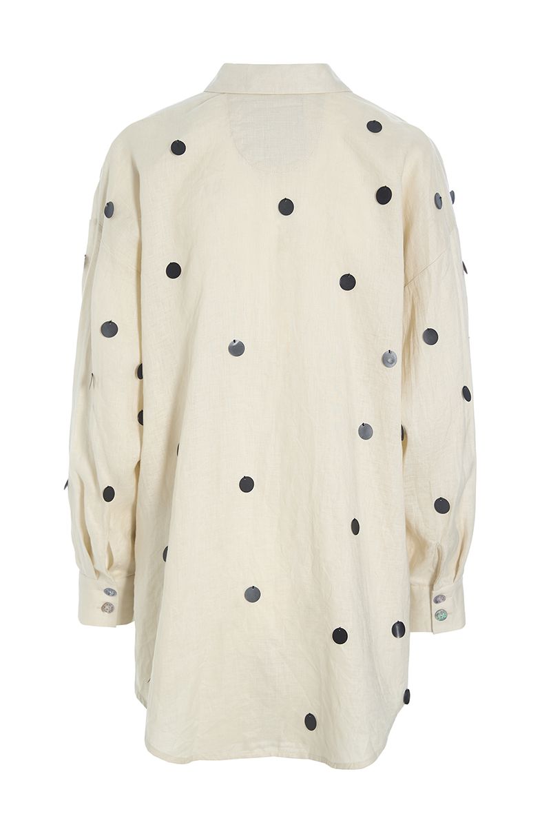 Airy linen sequins shirt