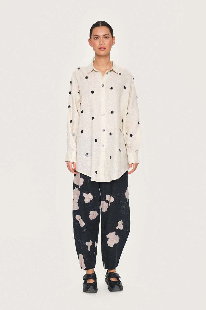 Airy linen sequins shirt