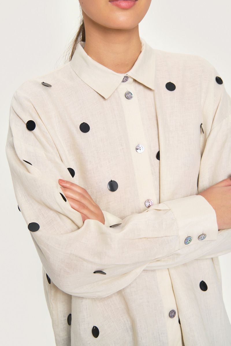 Airy linen sequins shirt