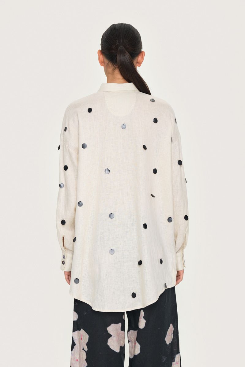 Airy linen sequins shirt