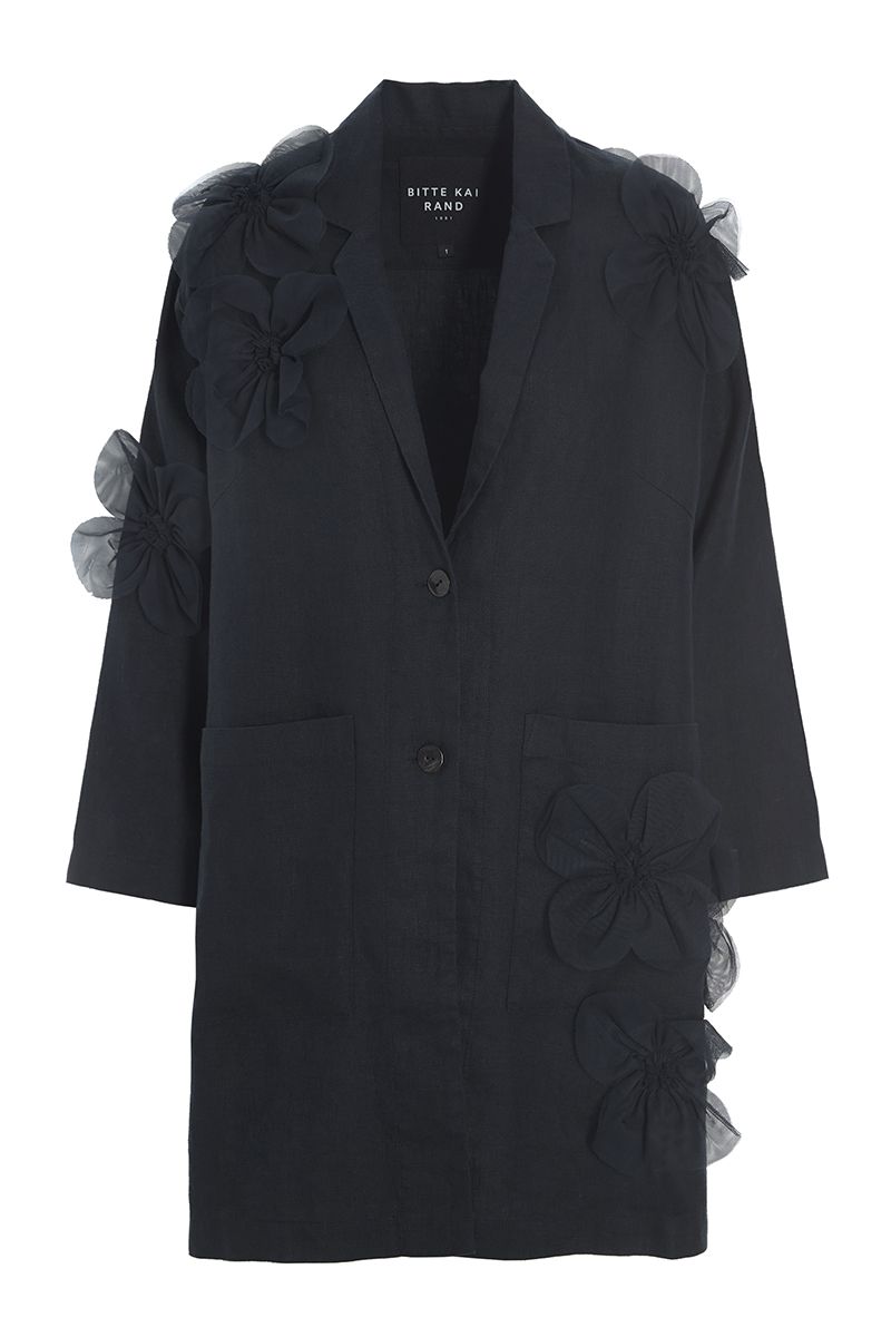 Lazy linen jacket with flowers