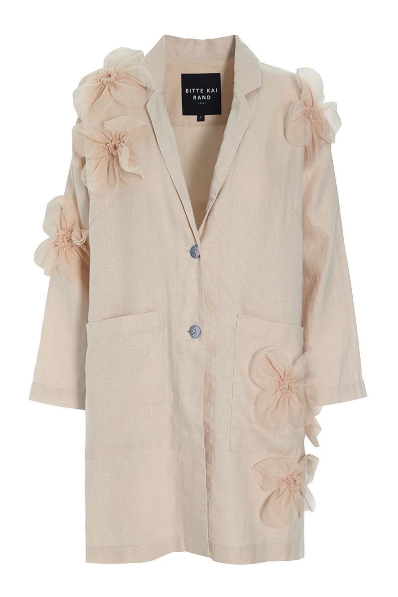 Lazy linen jacket with flowers
