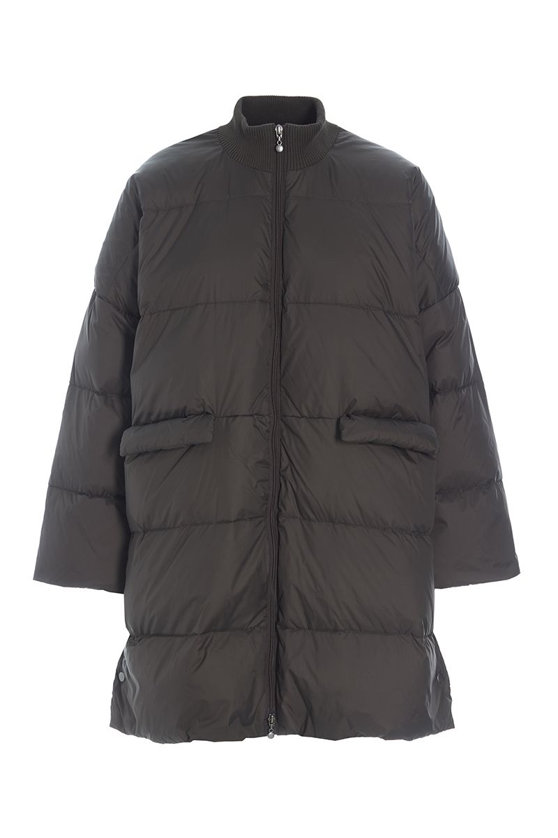 Feather down coat with zipper
