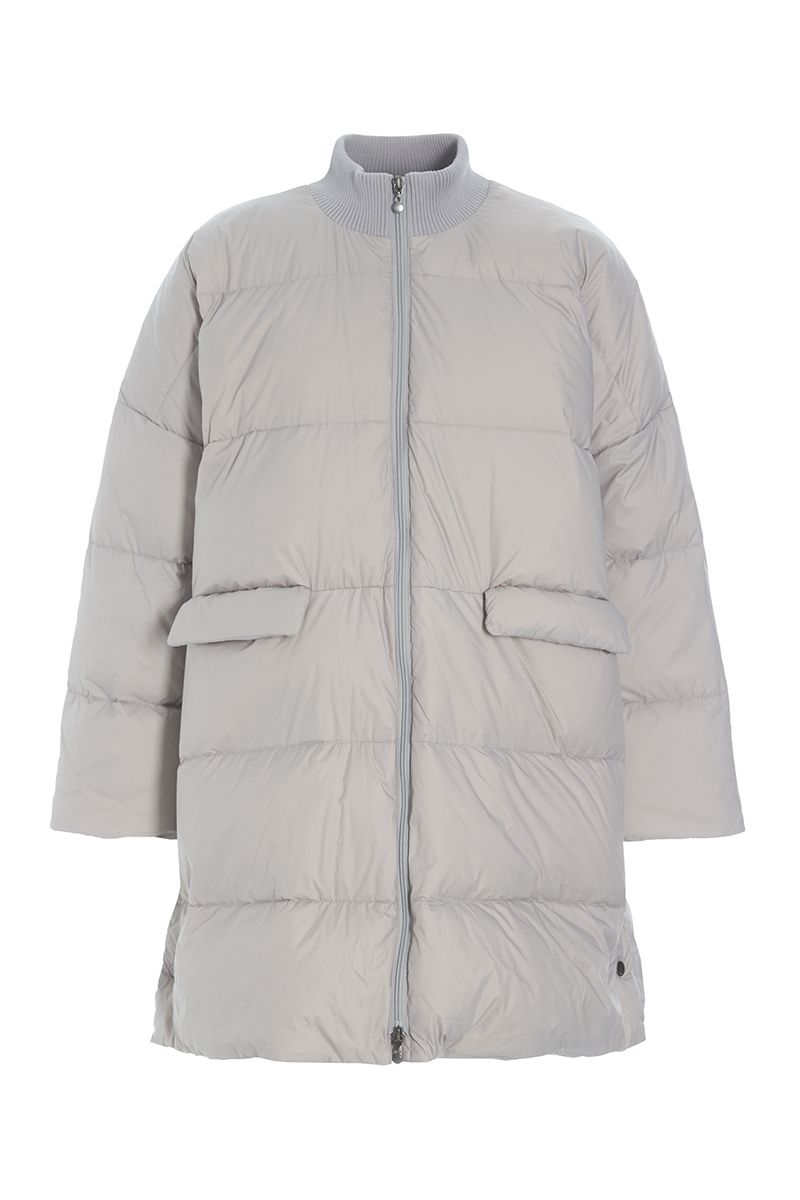 Feather down coat with zipper
