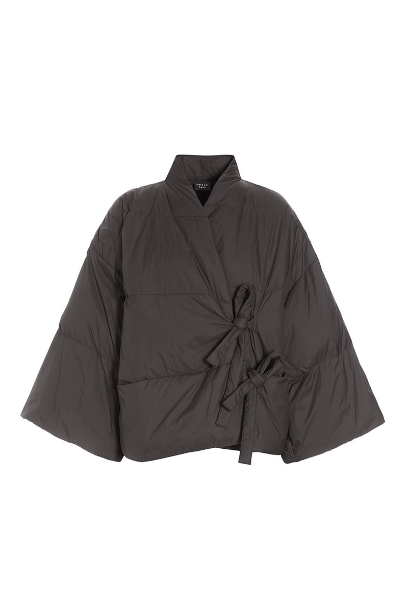 Feather down jacket with tie closure