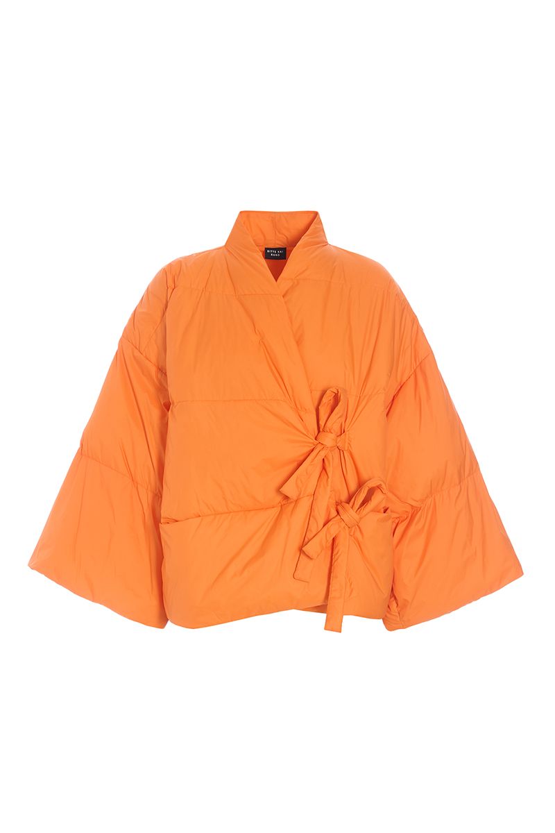 Feather down jacket with tie closure