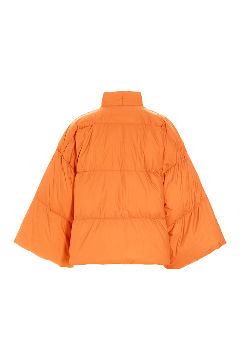 Feather down jacket with tie closure