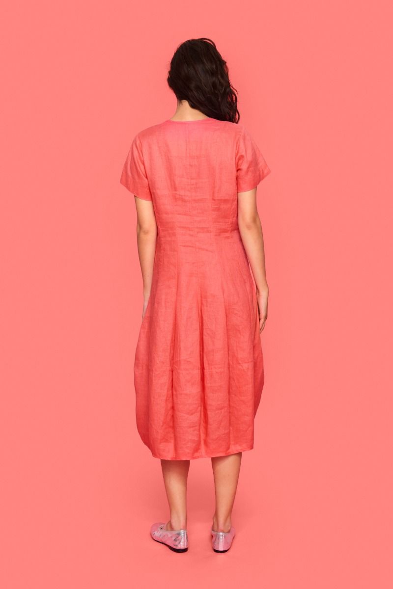 Airy linen dress with V-neck
