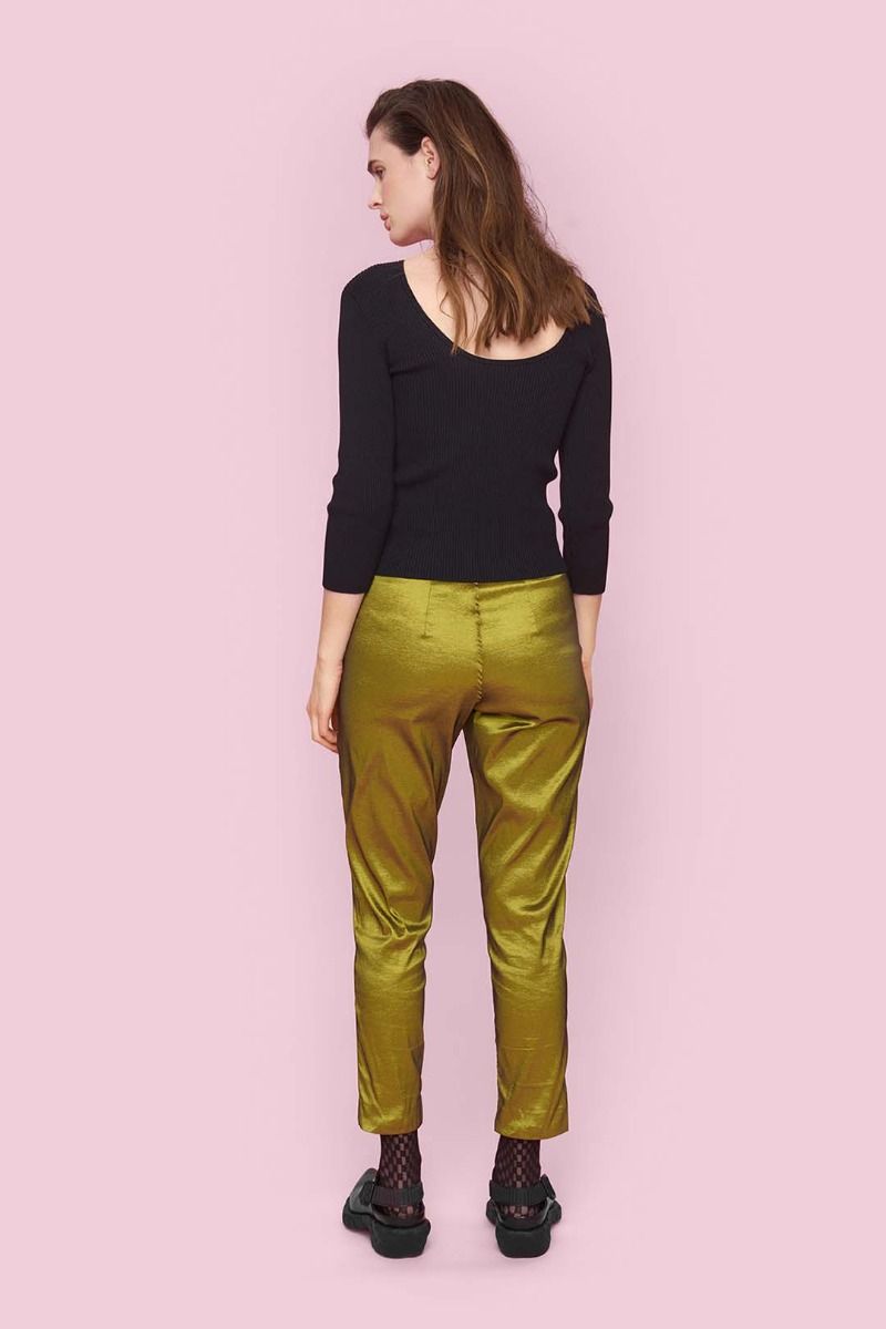Changeant stretch narrow pants