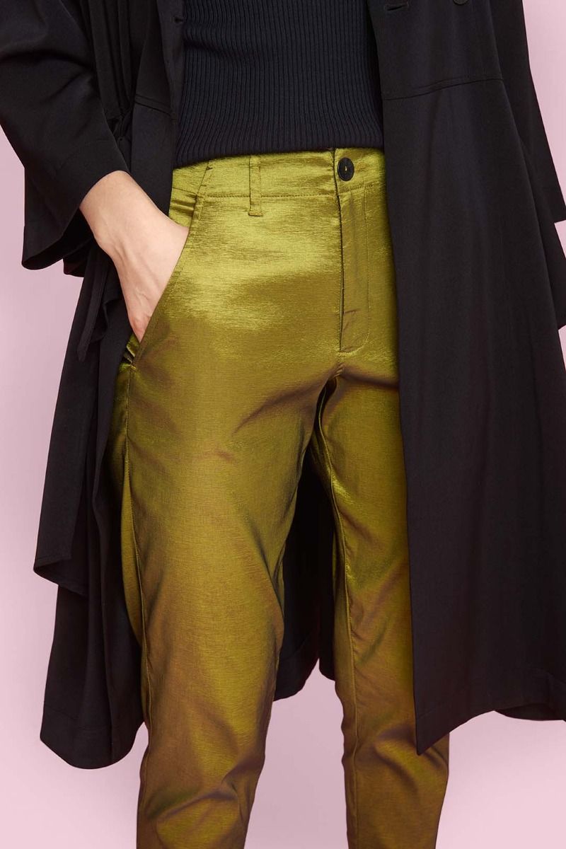 Changeant stretch narrow pants