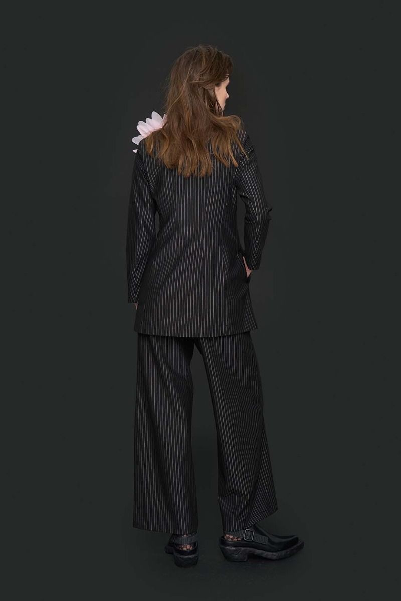 Pinstripe jersey wide pants