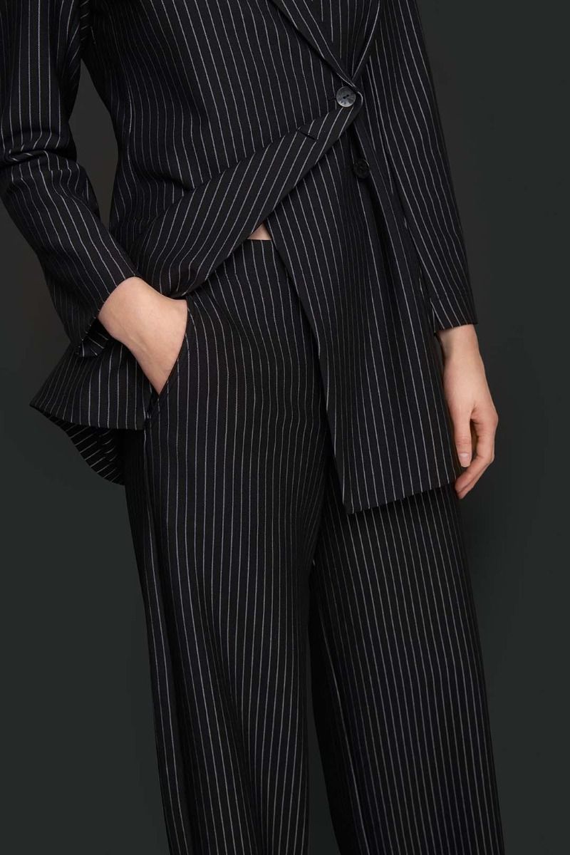 Pinstripe jersey wide pants