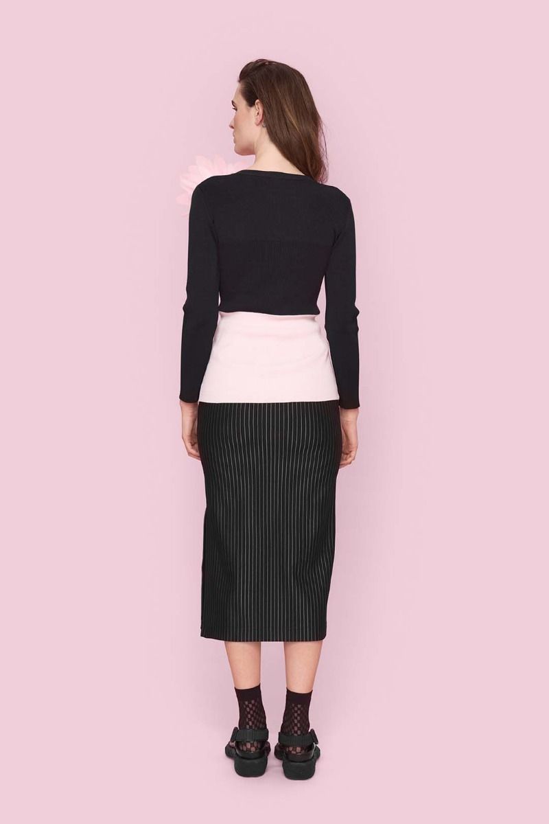 Pinstripe jersey skirt