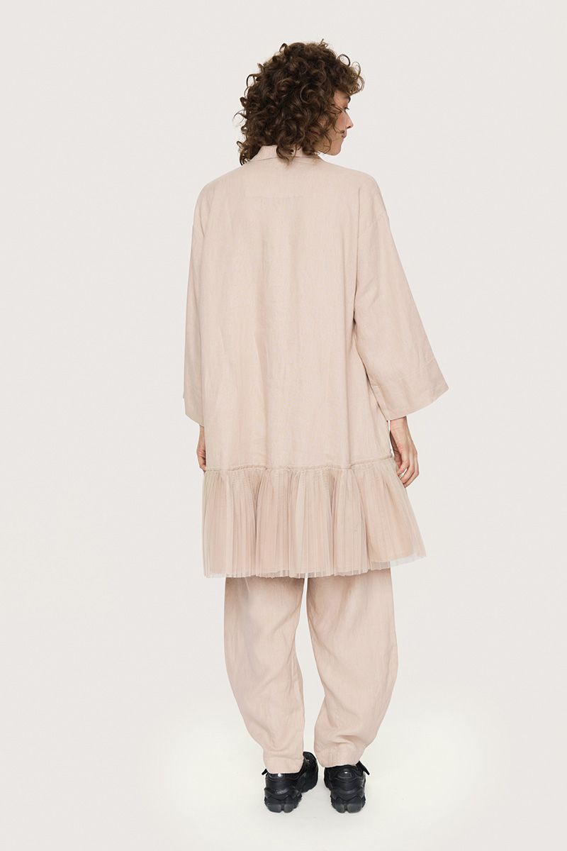 Lazy linen ruffle dress