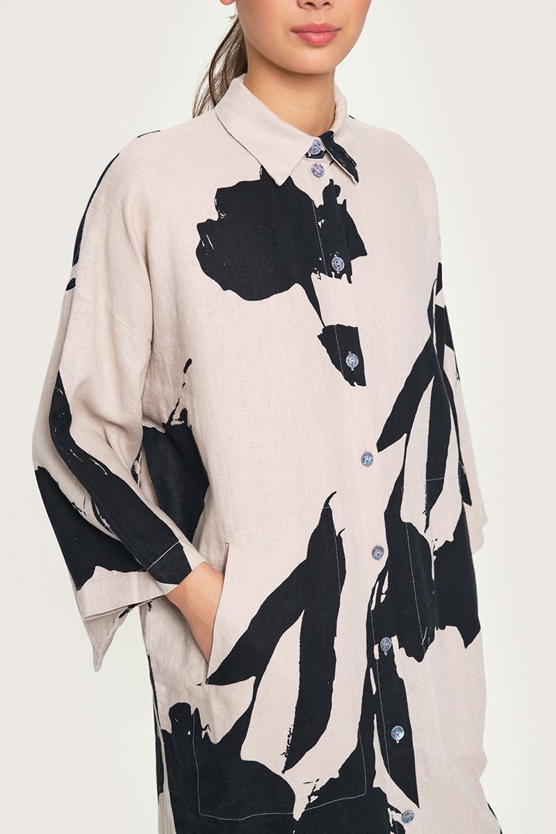 Shadow blossom shirt dress