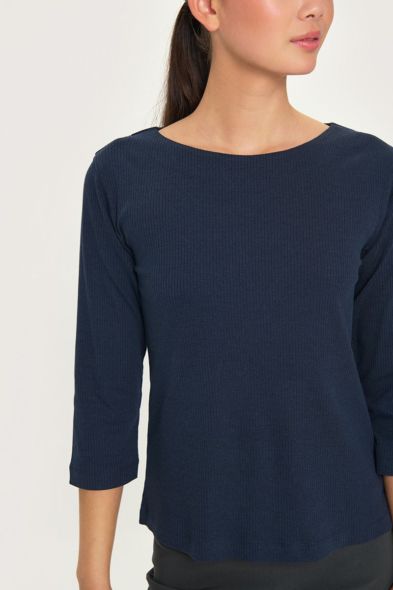 Naibu rib blouse with 3/4 sleeves