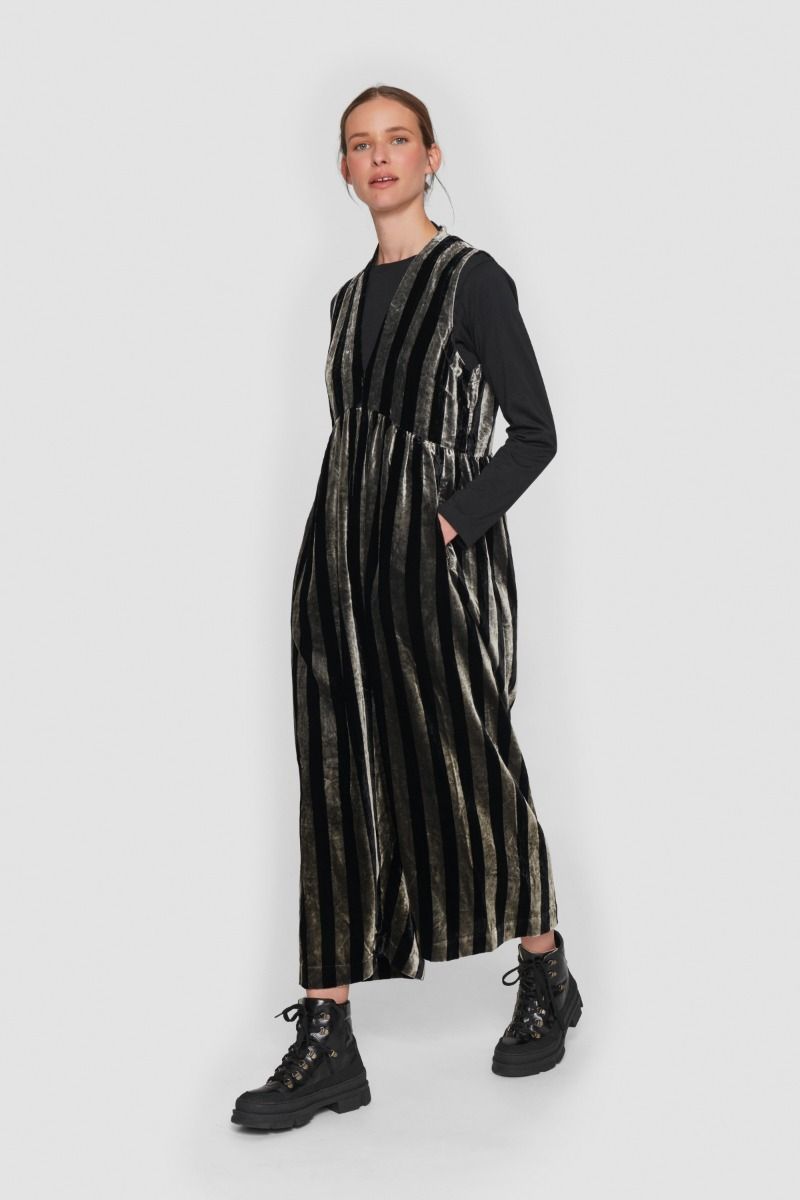 Velvet stripe jumpsuit