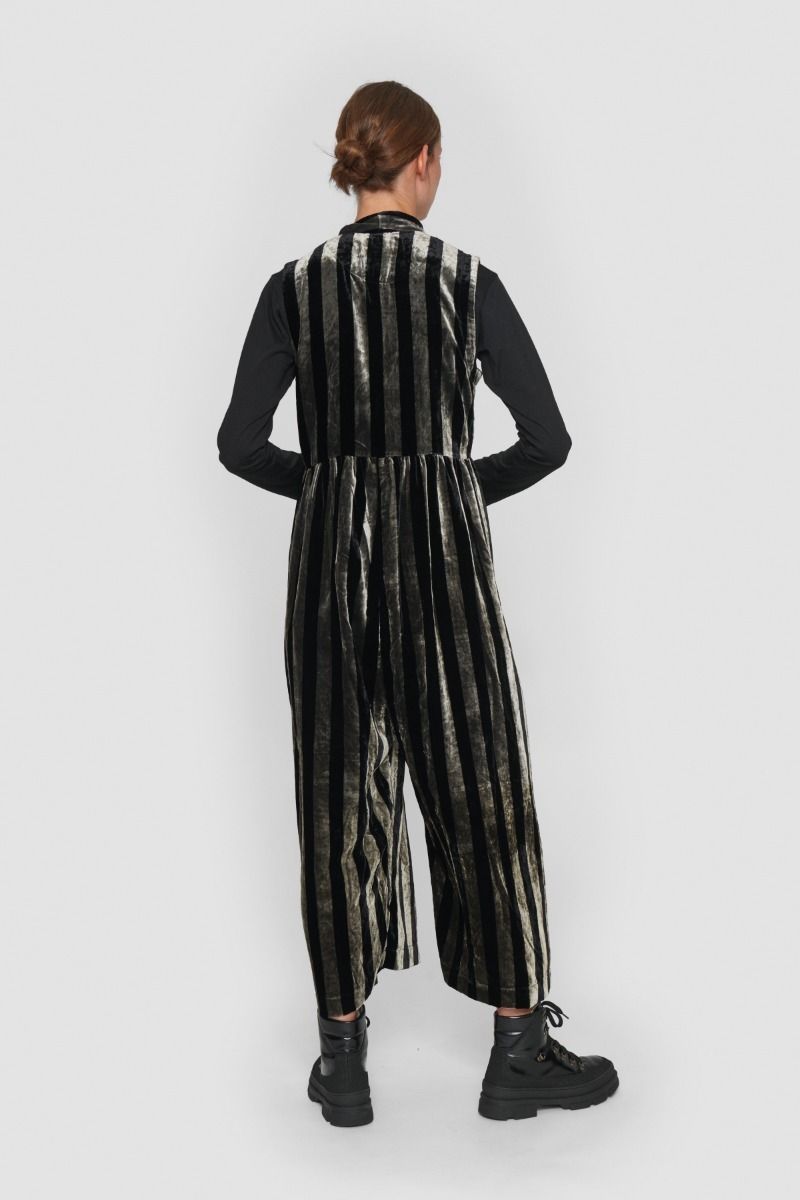Velvet stripe jumpsuit