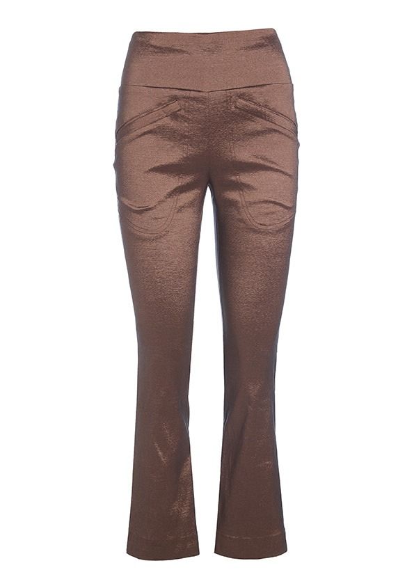Changeant stretch pants with flare