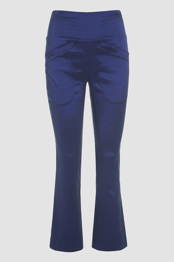 Changeant stretch pants with flare