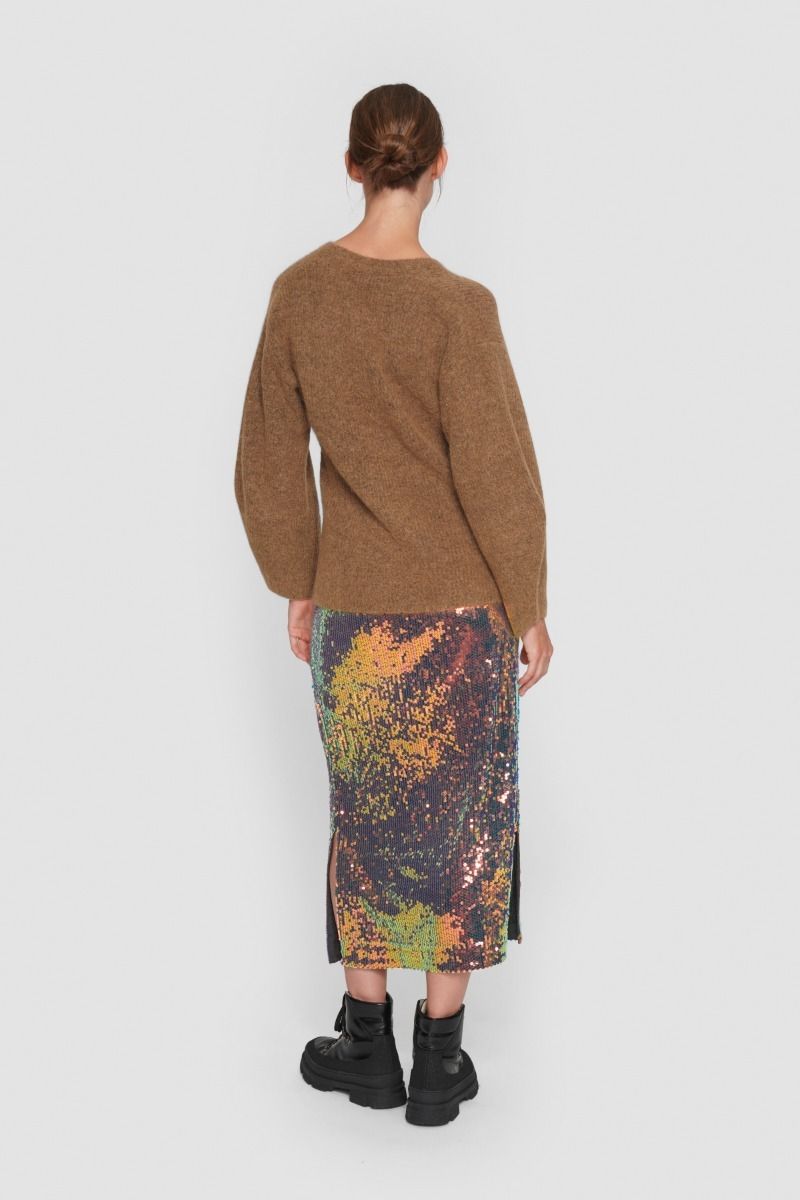Oiled sequin skirt