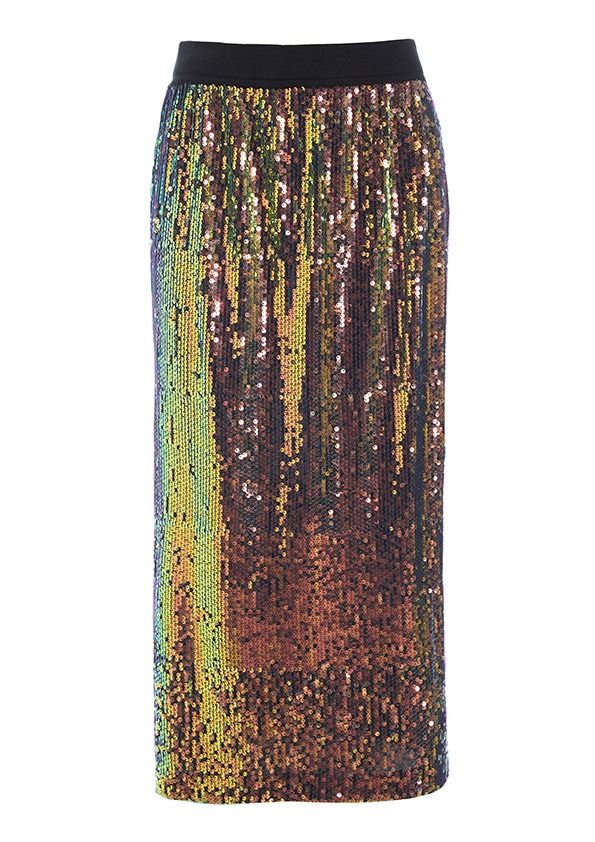 Oiled sequin skirt