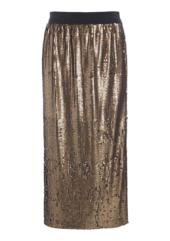 Oiled sequin skirt