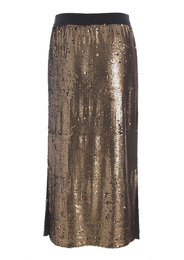 Oiled sequin skirt
