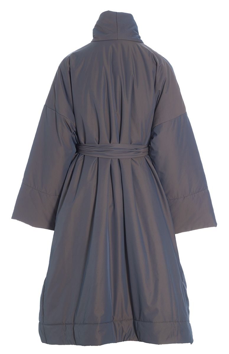 Changeant nylon coat with belt