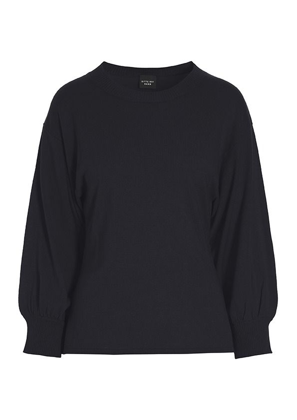 Wakasu wool blend blouse with 3/4 sleeve