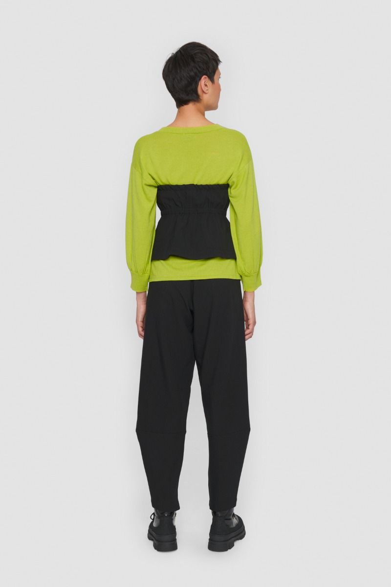 Wakasu wool blend blouse with 3/4 sleeve