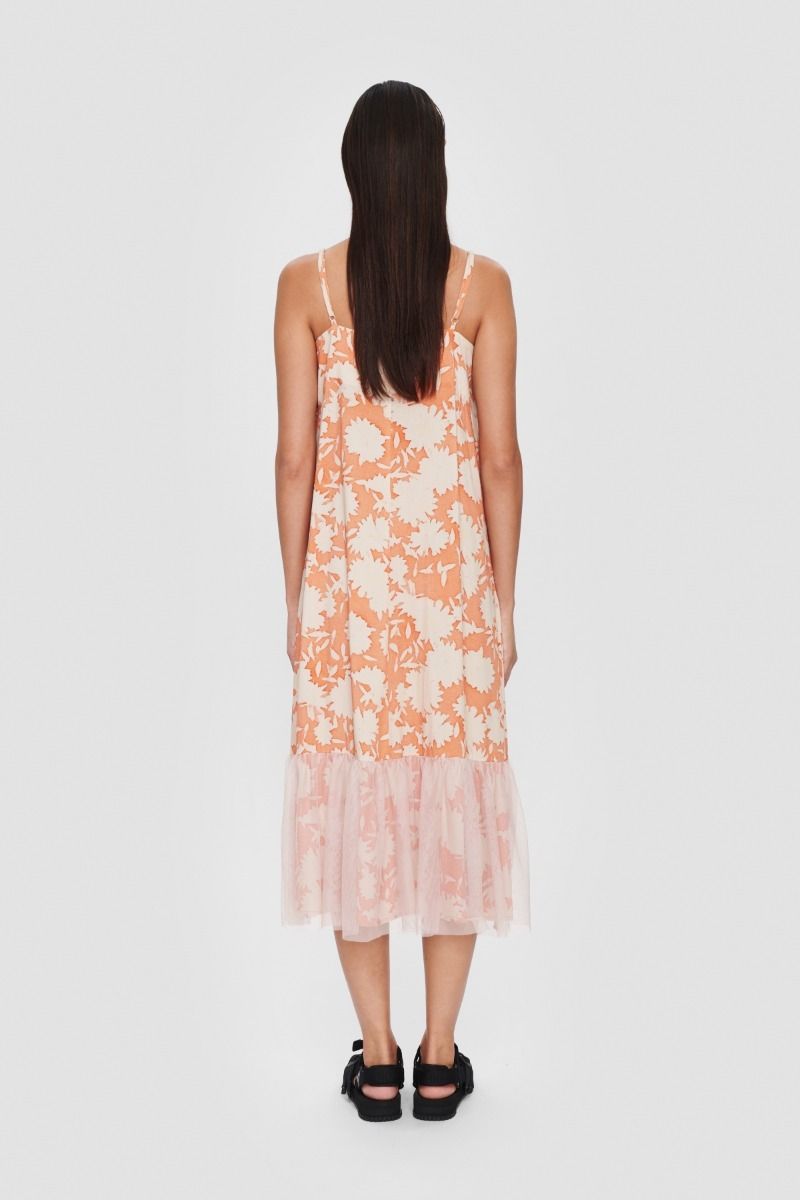 Summer rain & dahlias FSC strap dress