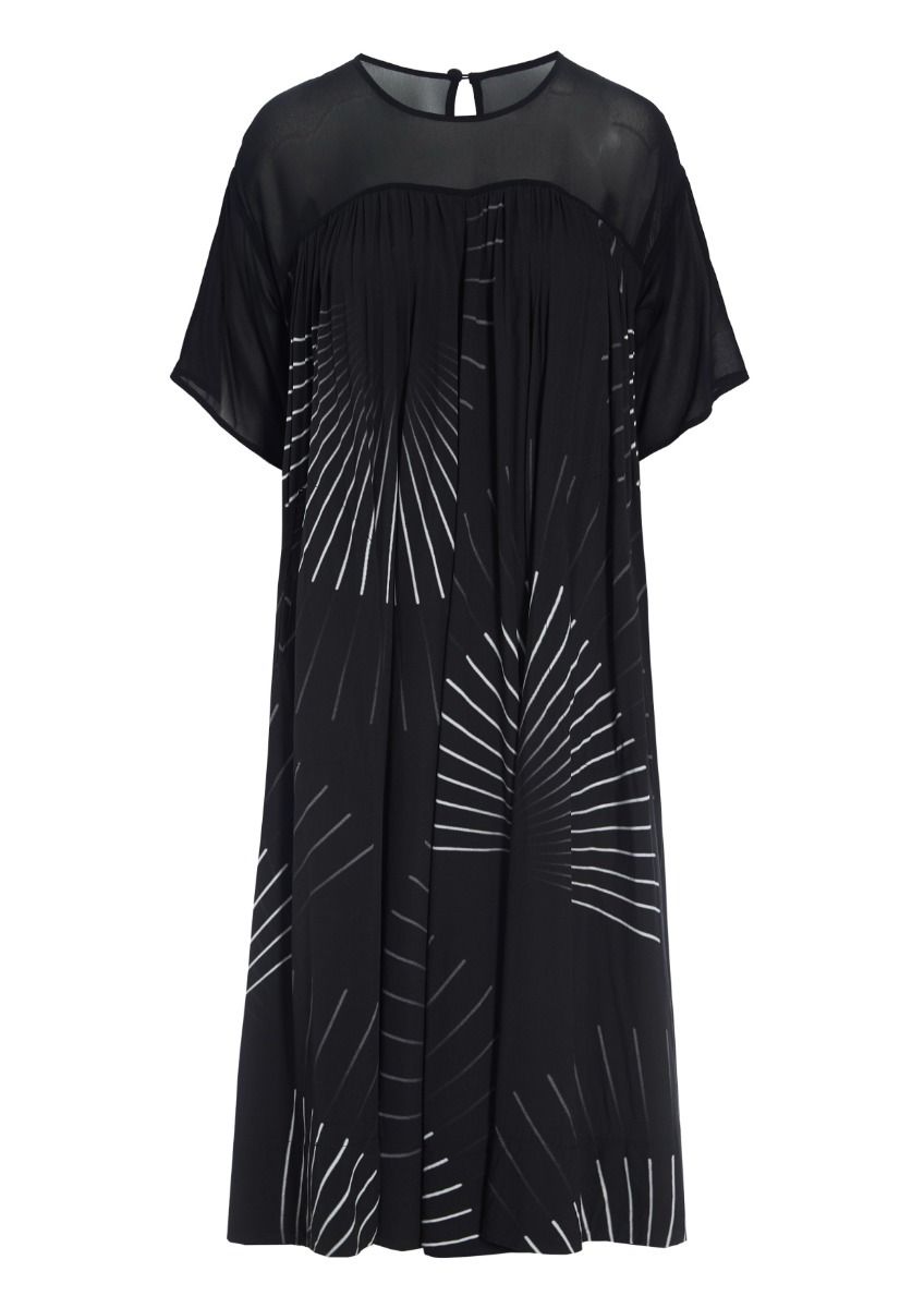 Black fan & red ribbon FSC dress
