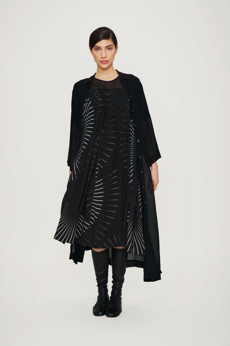 Black fan & red ribbon FSC dress