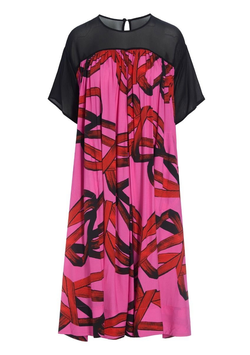 Black fan & red ribbon FSC dress