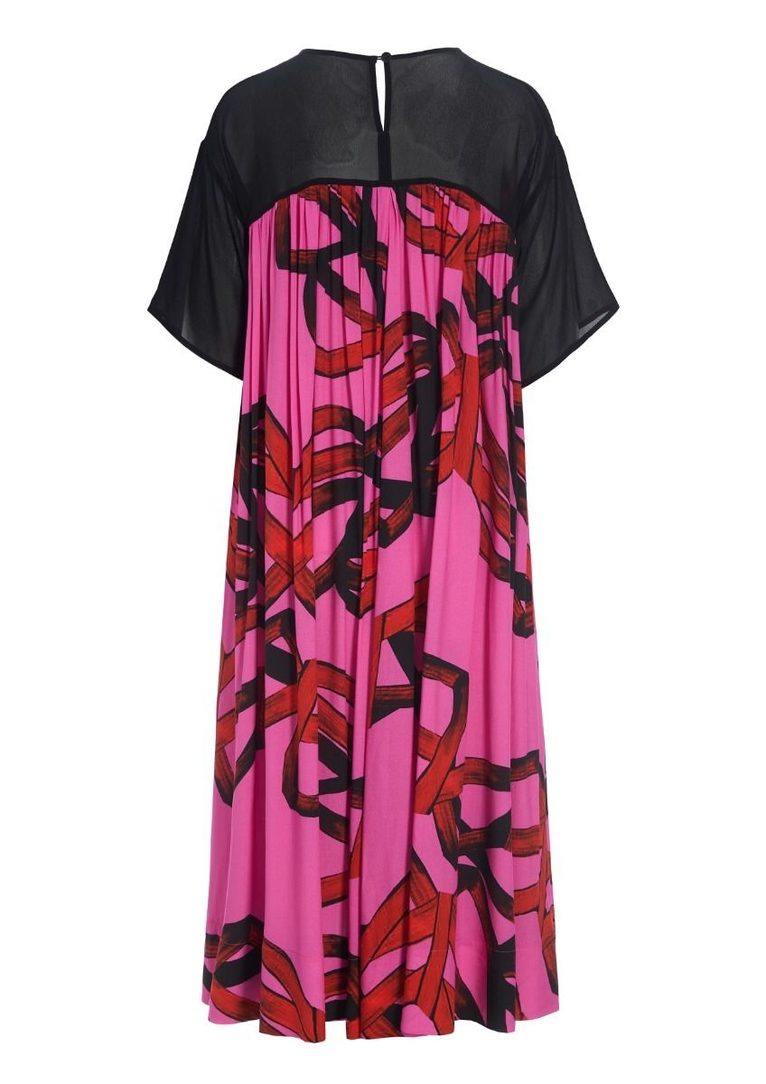 Black fan & red ribbon FSC dress