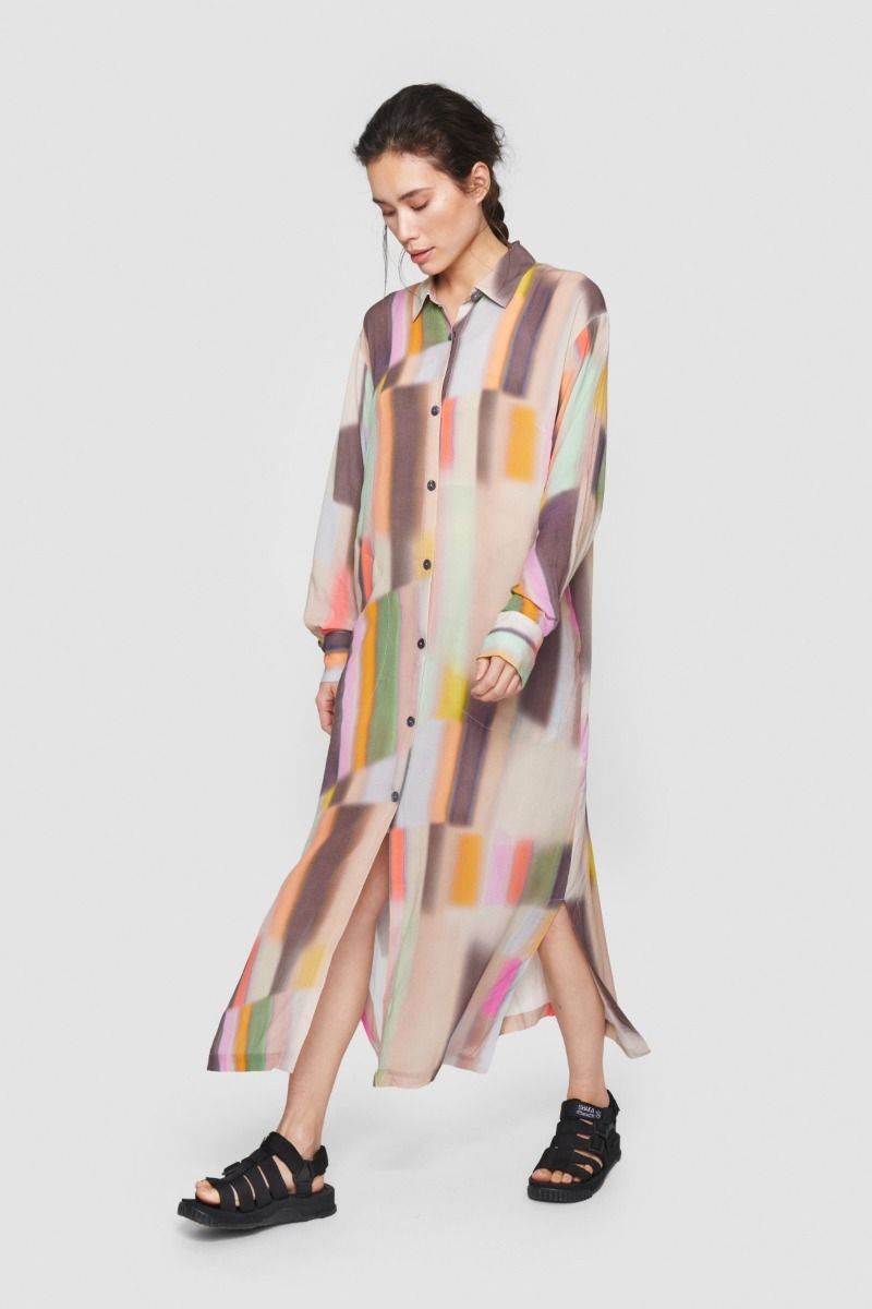 Soft colour block FSC shirt dress
