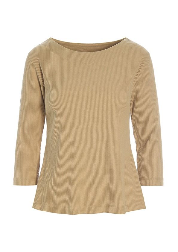 Globe rib blouse with 3/4 sleeve