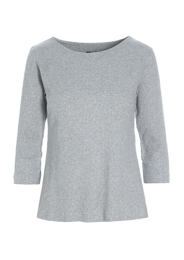 Globe rib blouse with 3/4 sleeve