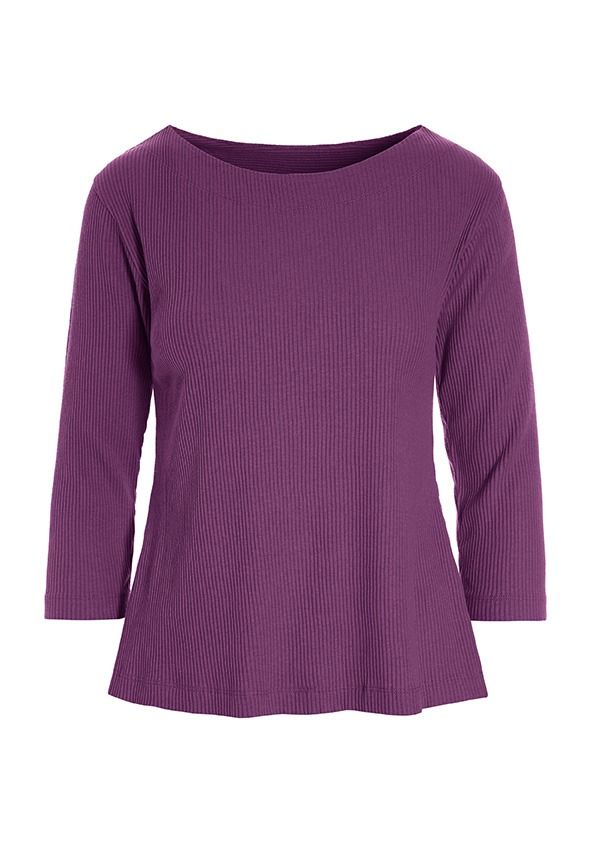 Globe rib blouse with 3/4 sleeve