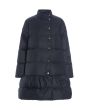 Feather down coat with flounce