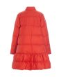 Feather down coat with flounce