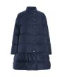 Feather down coat with flounce