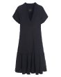 Crinckle check flounce dress